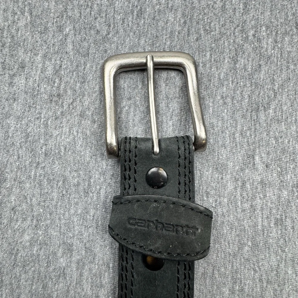 Carhartt Belt Black Triple Stitch Leather Work Mens Sz 38 WB5507-M